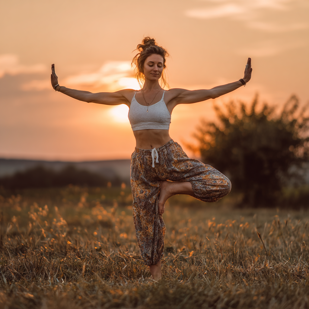 Femeie română în vârstă practicând yoga pentru flexibilitate și sănătatea articulațiilor